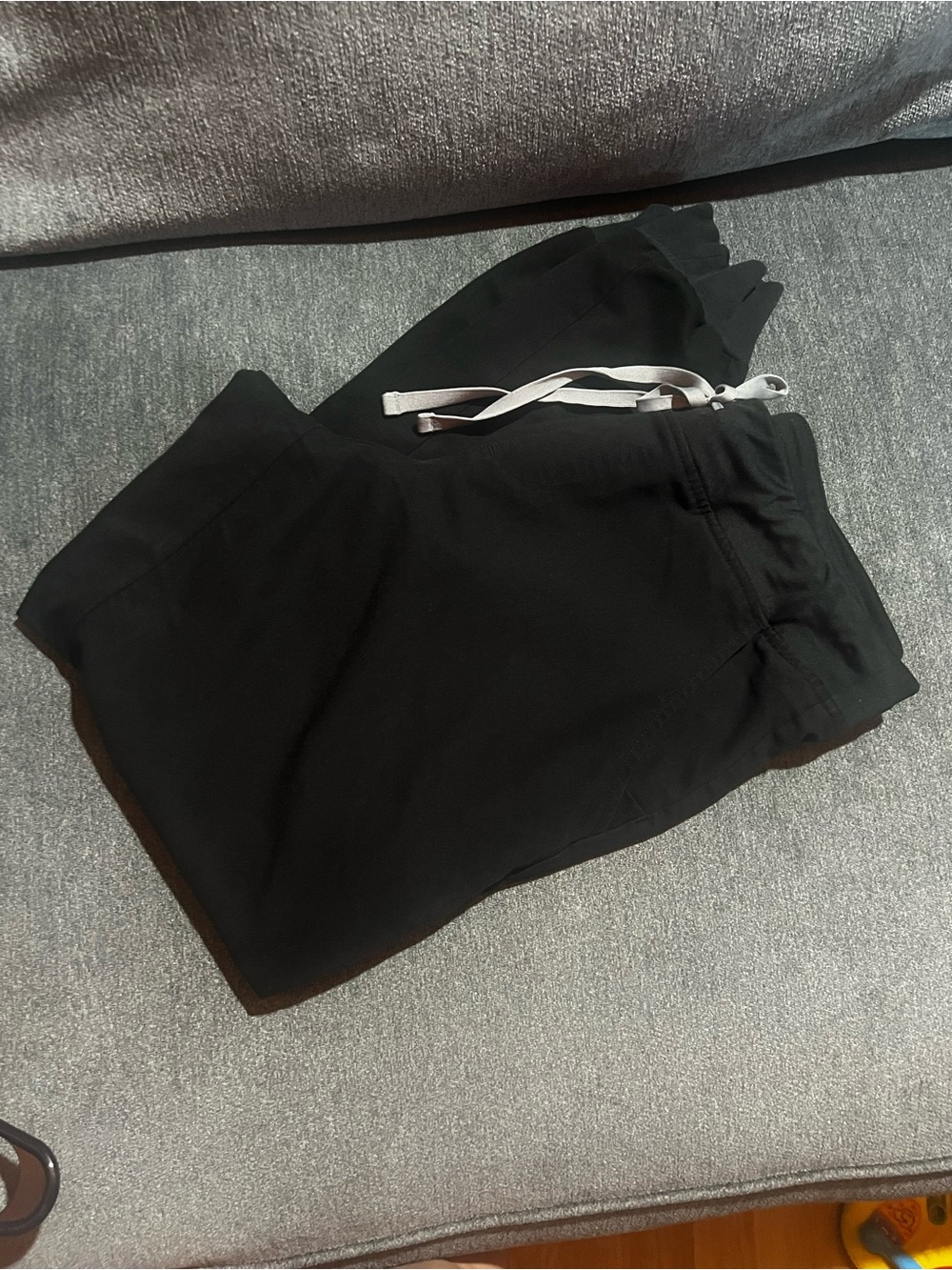 Figs Black Track Joggers with White Drawstring